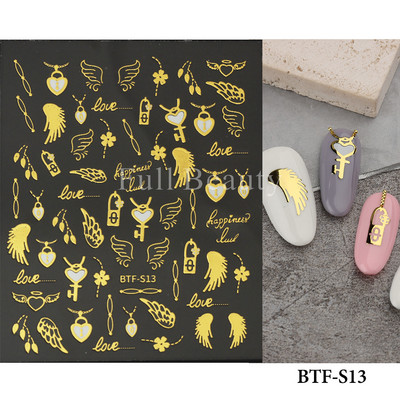 5D dombornyomott körömmatricák virágok madár geometriai vonalak arany keret virágos köröm matricák cseresznyevirág Y2K manikűr dekor GLJI-5D31