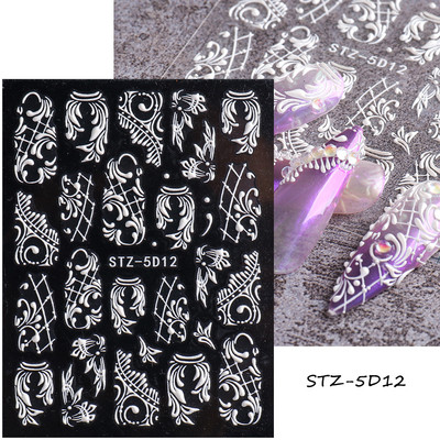 5D dombornyomott körömmatricák virágok madár geometriai vonalak arany keret virágos köröm matricák cseresznyevirág Y2K manikűr dekor GLJI-5D31