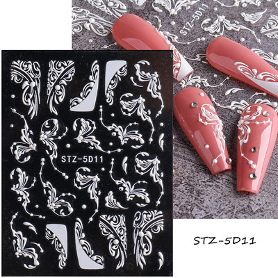 5D dombornyomott körömmatricák virágok madár geometriai vonalak arany keret virágos köröm matricák cseresznyevirág Y2K manikűr dekor GLJI-5D31