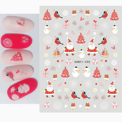3D körömmatricák karácsonyi hátragasztó körömmatricák hópehely Mikulás körömmatricák körömdíszítéshez manikűr szépség dekoráció