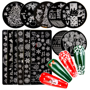 1 PC Nail Art Stamp Plates Лак за нокти Print Leaf Flower Dreamcatcher Snowflake Christmas Stamper Scrapper Sponge