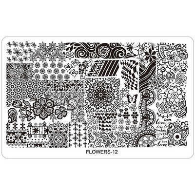 Kimcci körömdíszítő bélyegzőlap sablonok sablonok vegyes minták barkácskép akril csipke virág állat 16,3*10,3 cm