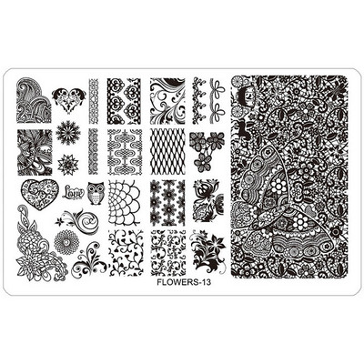 Kimcci körömdíszítő bélyegzőlap sablonok sablonok vegyes minták barkácskép akril csipke virág állat 16,3*10,3 cm
