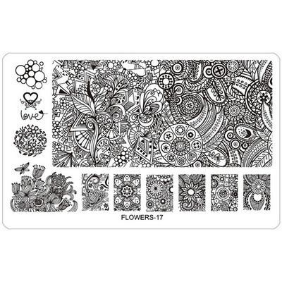 Kimcci körömdíszítő bélyegzőlap sablonok sablonok vegyes minták barkácskép akril csipke virág állat 16,3*10,3 cm