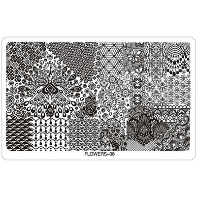 Kimcci körömdíszítő bélyegzőlap sablonok sablonok vegyes minták barkácskép akril csipke virág állat 16,3*10,3 cm