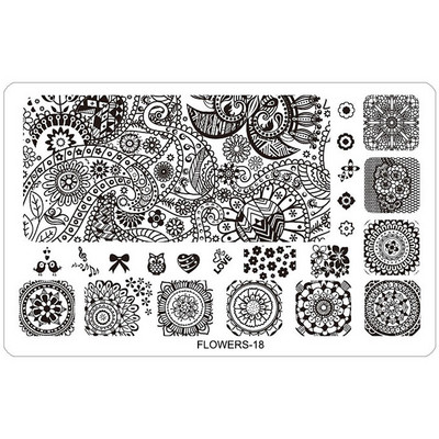 Kimcci körömdíszítő bélyegzőlap sablonok sablonok vegyes minták barkácskép akril csipke virág állat 16,3*10,3 cm