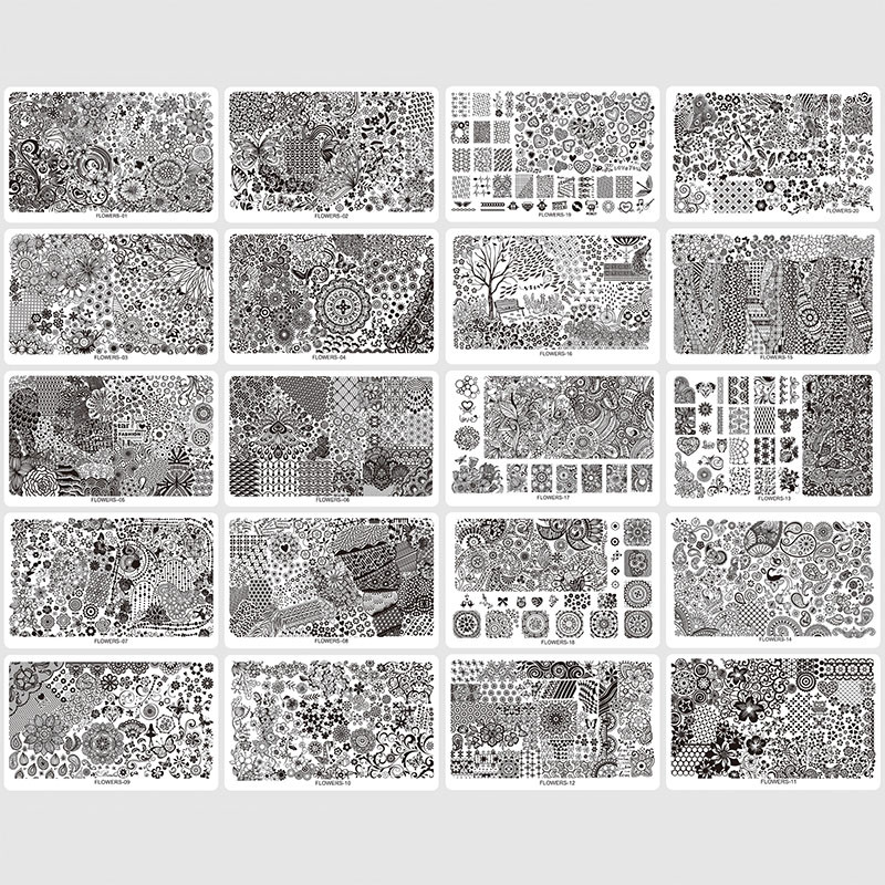 Kimcci körömdíszítő bélyegzőlap sablonok sablonok vegyes minták barkácskép akril csipke virág állat 16,3*10,3 cm