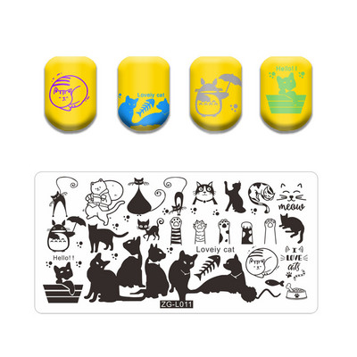 Új vonalú levél körömbélyegző lemezek Aranyos pillangó macska bélyegző lemez koponya virág körömdíszítő sablon Pókháló kő képlemez