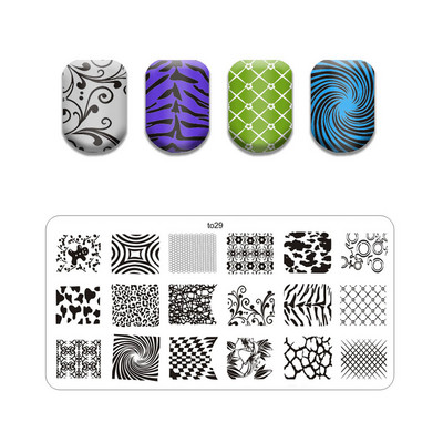 Új vonalú levél körömbélyegző lemezek Aranyos pillangó macska bélyegző lemez koponya virág körömdíszítő sablon Pókháló kő képlemez