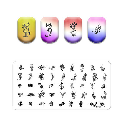 Új vonalú levél körömbélyegző lemezek Aranyos pillangó macska bélyegző lemez koponya virág körömdíszítő sablon Pókháló kő képlemez