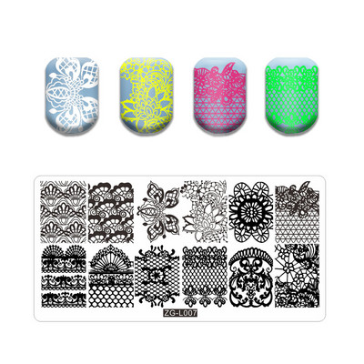 Új vonalú levél körömbélyegző lemezek Aranyos pillangó macska bélyegző lemez koponya virág körömdíszítő sablon Pókháló kő képlemez