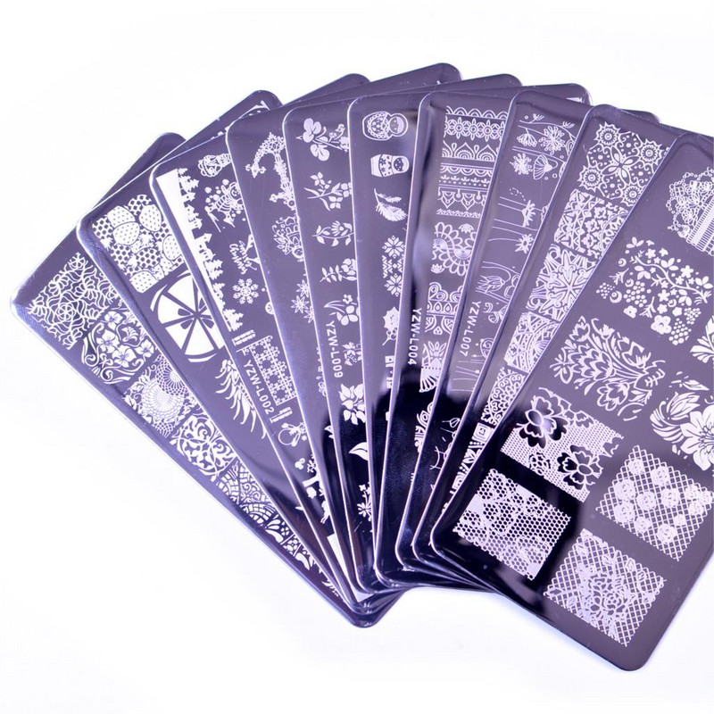 1 db Butterfly acél körömbélyegző lemez viráglevél ékszer kép Geometrikus lengyel stencil körömdíszítő sablon