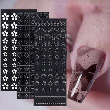 Изрязани стикери със звезда/пеперуда/бантик Nail Art Hollow Simple Sticker Моден шаблон за рисуване със спрей за нокти Шаблон Инструменти за маникюр