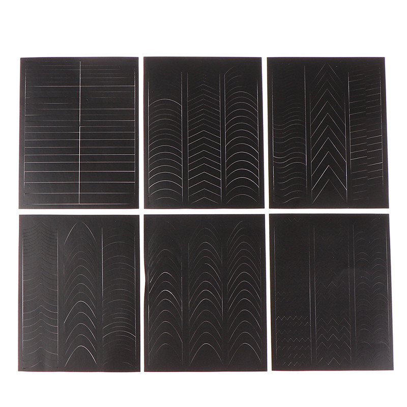 1 lakštai prancūziško manikiūro juostelės nagų dailės formos pakraščio galiukų kreiptuvai lipdukas „pasidaryk pats“ linijos antgaliai dekoravimo įrankis