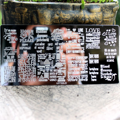 2021 Új levél01/letter02 Új körömbélyegző lemez Betűmintás körömdíszítés bélyegzősablon Képtábla fényező sablonok