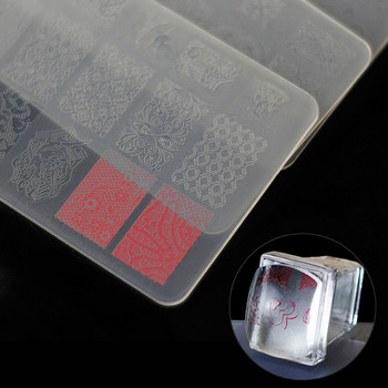 1 τμχ Πλαστικές πλάκες για σφράγιση νυχιών Clear Stamper 6*12cm Πλάκες για σφράγιση νυχιών 10 τύπων Πρότυπο Εργαλείων Νυχιών Μανικιούρ #SE23