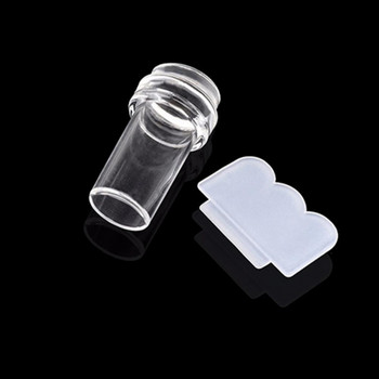 2 τμχ Clear Nail Art Stamper Scraper Mini DIY Nail Art Image Plate Transfer Tool Manicure Πρότυπο νυχιών με φαρδιά ταινία