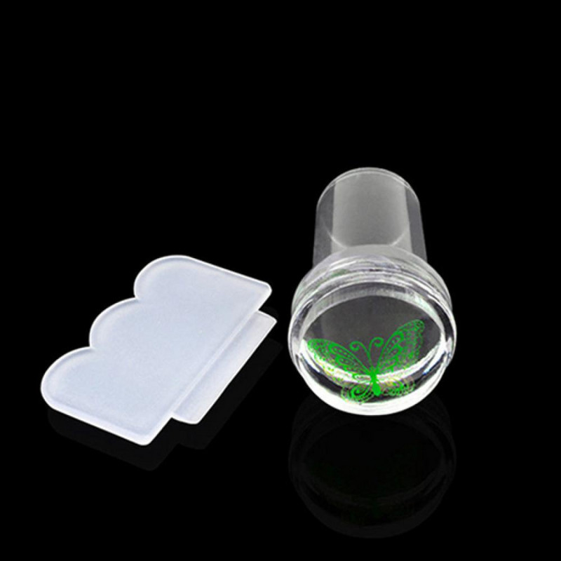 2db Clear Nail Art Stamper Scraper Mini DIY Nail Art Image Plate Transfer Manikűr eszköz köröm sablon széles szalaggal