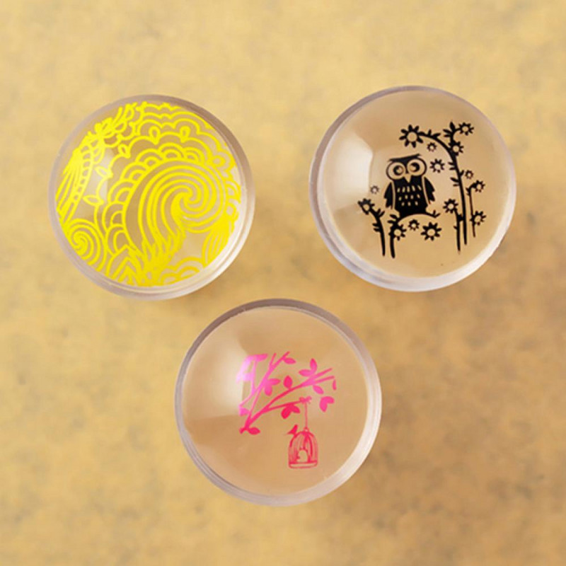 2db Clear Nail Art Stamper Scraper Mini DIY Nail Art Image Plate Transfer Manikűr eszköz köröm sablon széles szalaggal