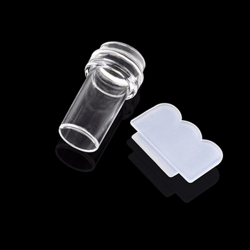 2db Clear Nail Art Stamper Scraper Mini DIY Nail Art Image Plate Transfer Manikűr eszköz köröm sablon széles szalaggal