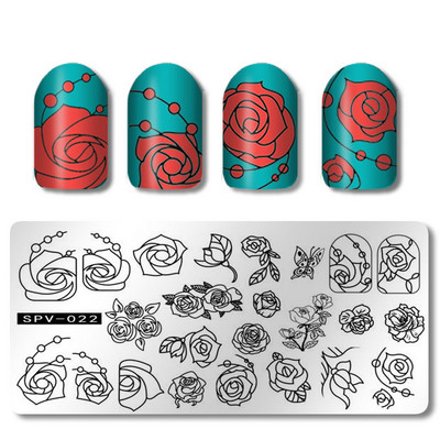 1 DB körömbélyegző lemezek sablon tavaszi virágok mintás körömdíszítés bélyegző képlemez manikűr stencil köröm eszköz