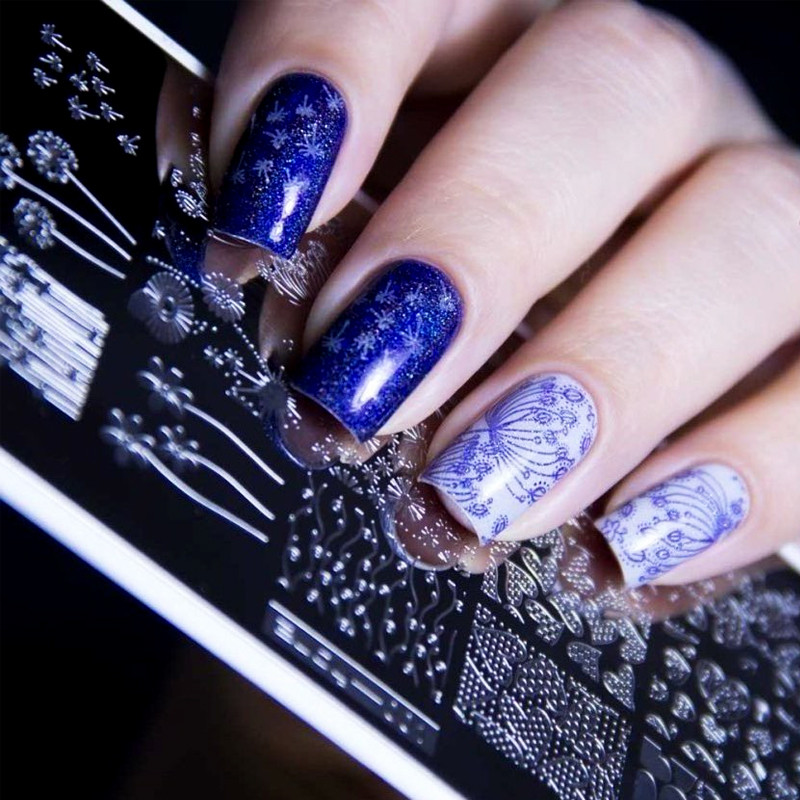 1 DB körömbélyegző lemezek sablon tavaszi virágok mintás körömdíszítés bélyegző képlemez manikűr stencil köröm eszköz