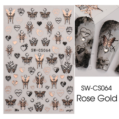 3D Kígyó lézermatricák manikűrhöz Fekete arany absztrakt levelek Luxus körömművészet ragasztós csúszó lakk dekor matricák SASW-SJ