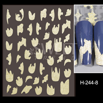 3D Kígyó lézermatricák manikűrhöz Fekete arany absztrakt levelek Luxus körömművészet ragasztós csúszó lakk dekor matricák SASW-SJ
