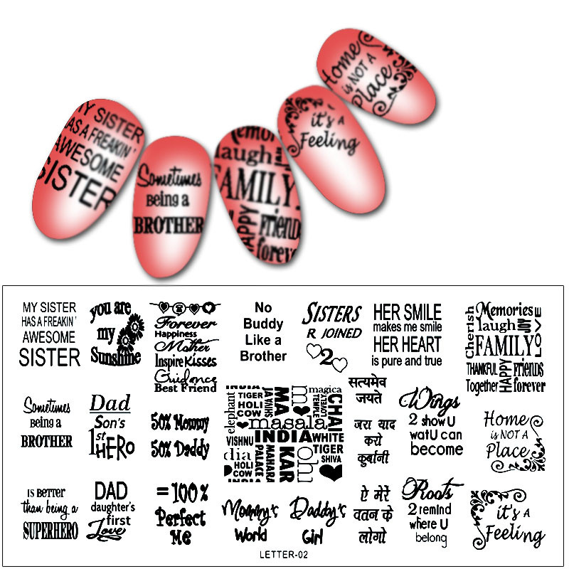 12*6 cm-es téglalap bélyegzősablon betűk design manikűr körömdíszítő képlemez körömlakk sablon díszítések