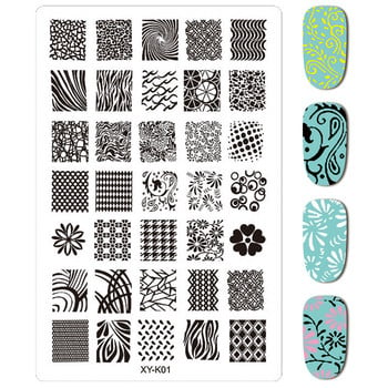 Kimcci 14.5*9.5cm XY-K Series Nail Art Stamping Plates Пластмасови дантелени цветя Шаблони за маникюр Шаблони Шаблони Салон Beauty Polish Tool