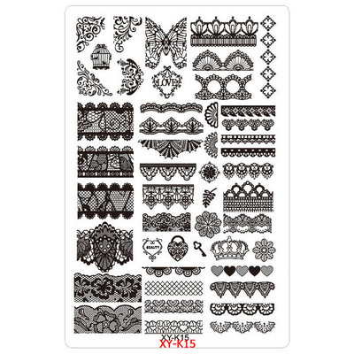 Kimcci 14,5*9,5cm XY-K sorozat Nail Art bélyegző lemezek műanyag csipke virág manikűr sablonok sablonok szalon szépségpolírozó eszköz