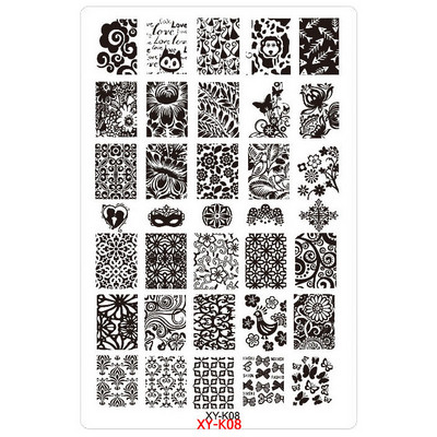 Kimcci 14,5*9,5cm XY-K sorozat Nail Art bélyegző lemezek műanyag csipke virág manikűr sablonok sablonok szalon szépségpolírozó eszköz