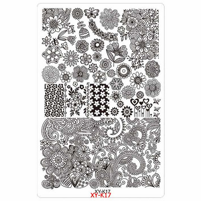 Kimcci 14,5*9,5cm XY-K sorozat Nail Art bélyegző lemezek műanyag csipke virág manikűr sablonok sablonok szalon szépségpolírozó eszköz