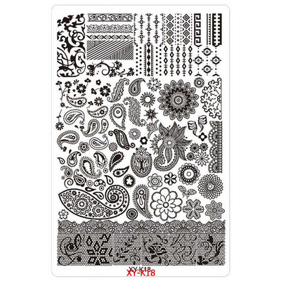 Kimcci 14,5*9,5cm XY-K sorozat Nail Art bélyegző lemezek műanyag csipke virág manikűr sablonok sablonok szalon szépségpolírozó eszköz
