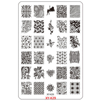 Kimcci 14,5*9,5cm XY-K sorozat Nail Art bélyegző lemezek műanyag csipke virág manikűr sablonok sablonok szalon szépségpolírozó eszköz
