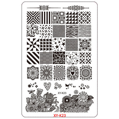 Kimcci 14,5*9,5cm XY-K sorozat Nail Art bélyegző lemezek műanyag csipke virág manikűr sablonok sablonok szalon szépségpolírozó eszköz