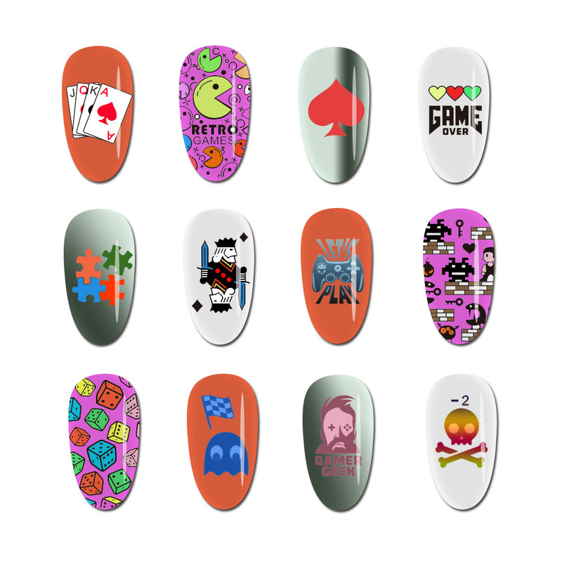 BeautyBigBang bélyegző lemezek körömdíszítő játék téma Geometria kocka ásó póker kard rejtvény képsablon körömbélyegző lemez