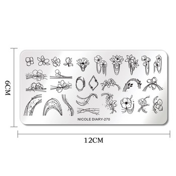 NICOLE DIARY Ρίγα Γραμμή Φύλλα Πλάκες Σφράγισης Νυχιών Πρότυπα σφραγίδας λουλουδιών λουλουδιών χαρακτικής άνοιξη καλοκαιρινό στένσιλ εκτύπωσης