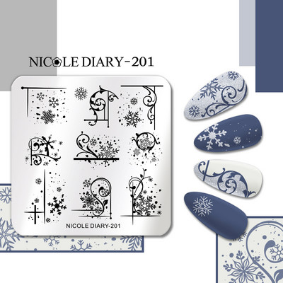 NICOLE NAPLÓ Csíkos vonal Levelek Köröm Bélyegző Lemezek Virág Virág Gravírozás Bélyegsablonok Tavaszi Nyári Nyomdai Stencil