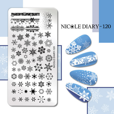 NICOLE NAPLÓ Csíkos vonal Levelek Köröm Bélyegző Lemezek Virág Virág Gravírozás Bélyegsablonok Tavaszi Nyári Nyomdai Stencil