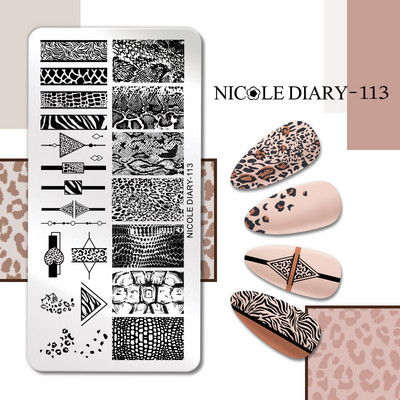 NICOLE NAPLÓ Csíkos vonal Levelek Köröm Bélyegző Lemezek Virág Virág Gravírozás Bélyegsablonok Tavaszi Nyári Nyomdai Stencil