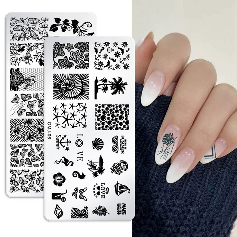 Nail Art bélyegző lemezek textúra rozsdamentes acél sablon forma körömnyomtatás acéllemez új sablon karácsonyfa pillangó