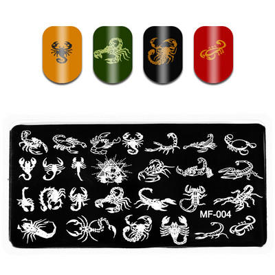 MF01-05 1 DB körömbélyegző lemezek Rajzfilm csíkos vonalú körömlemez stencil rozsdamentes acél tervezés 3D köröm sablonok nagykereskedés