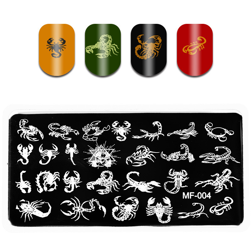 MF01-05 1 DB körömbélyegző lemezek Rajzfilm csíkos vonalú körömlemez stencil rozsdamentes acél tervezés 3D köröm sablonok nagykereskedés