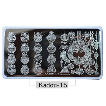 2021 Плочи за щамповане на нокти KADOU (1-22) Winter Xmas Cartoon 3D шаблон за печат за нокти с бяла подложка за коледен подарък за щамповане