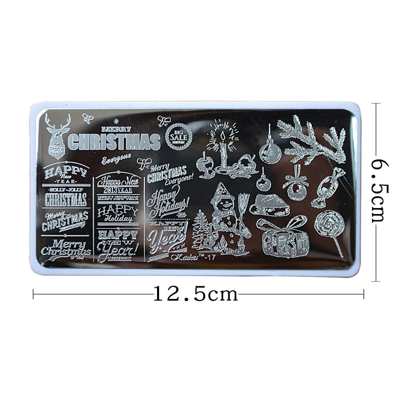 2021-es körömbélyegző lemezek KADOU(1-22) Téli karácsonyi rajzfilm 3D körömdíszítő bélyegsablon fehér párnával karácsonyi bélyegzőajándék