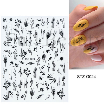 1 lap fekete kígyó 3D körömdíszítő matrica matrica anime szemek rácsok levelek pillangós tapadó lakk csúszkás körömtetoválás JIF792-801