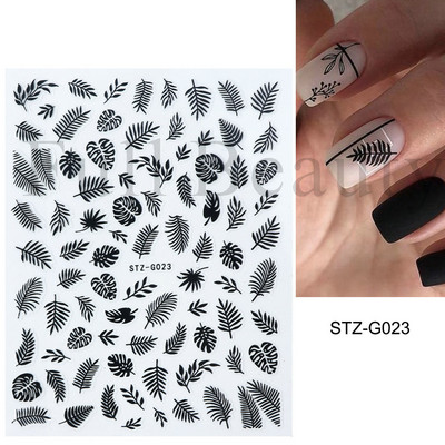 1 lap fekete kígyó 3D körömdíszítő matrica matrica anime szemek rácsok levelek pillangós tapadó lakk csúszkás körömtetoválás JIF792-801