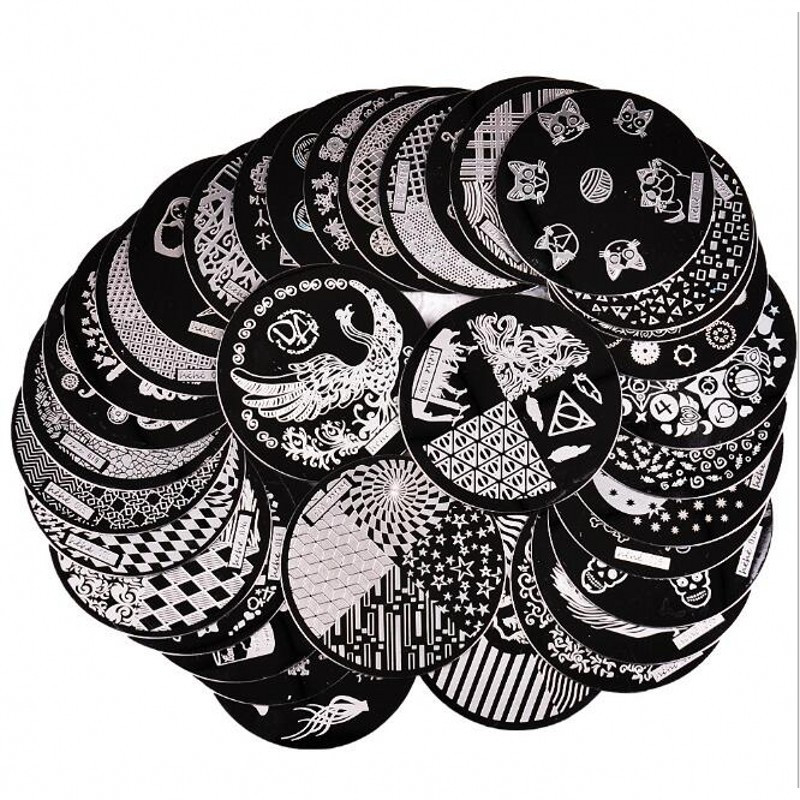 1db körömbélyegzősablon képlemez acél toll/betűs körömbélyegző lemezek manikűrsablon lakk körömbélyegzéshez #80