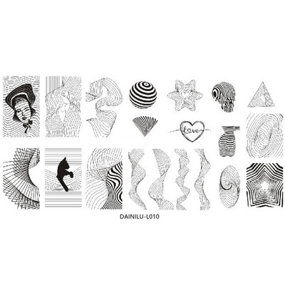 1 db Hullámmintás körömbélyegző lemez körömdísz kép Rajzlapok Bélyegző festőeszköz Rozsdamentes acél állatokkal fotókkal